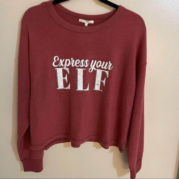 𝅺Z Supply “Express Your Elf” Striped Holiday Lounge Sweatshirt, Size S - Picture 3 of 6